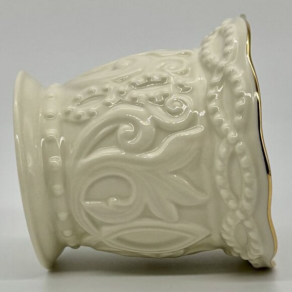 Vintage Lenox Fine Porcelain Beaded Votive Candle Holders Set of Three Gold Rims - Picture 8 of 14